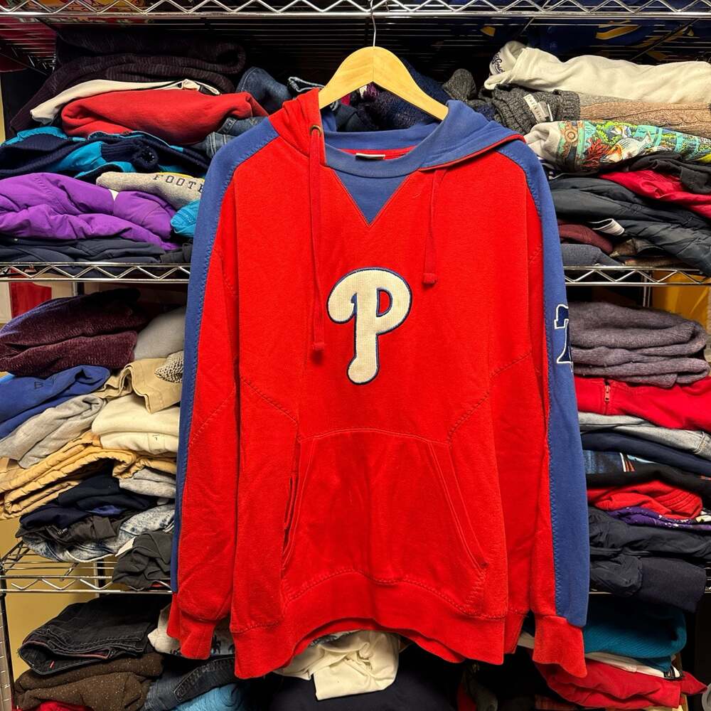 Vintage Majestic Philadelphia Phillies MLB Colorblock Pullover Hoodie